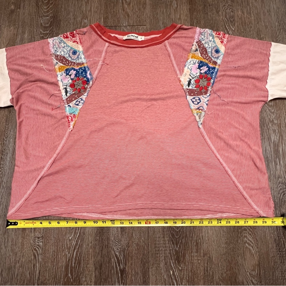 Three Bird Nest Britt Patchwork Top Red Stripe Bo… - image 5